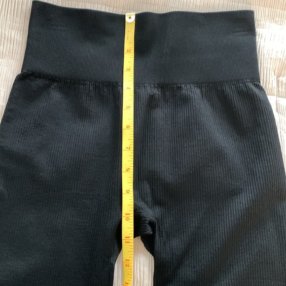 OQQ Women’s Black Ribbed Leggings High-Waist Wide Band Tummy Control Compress M - Picture 8 of 10